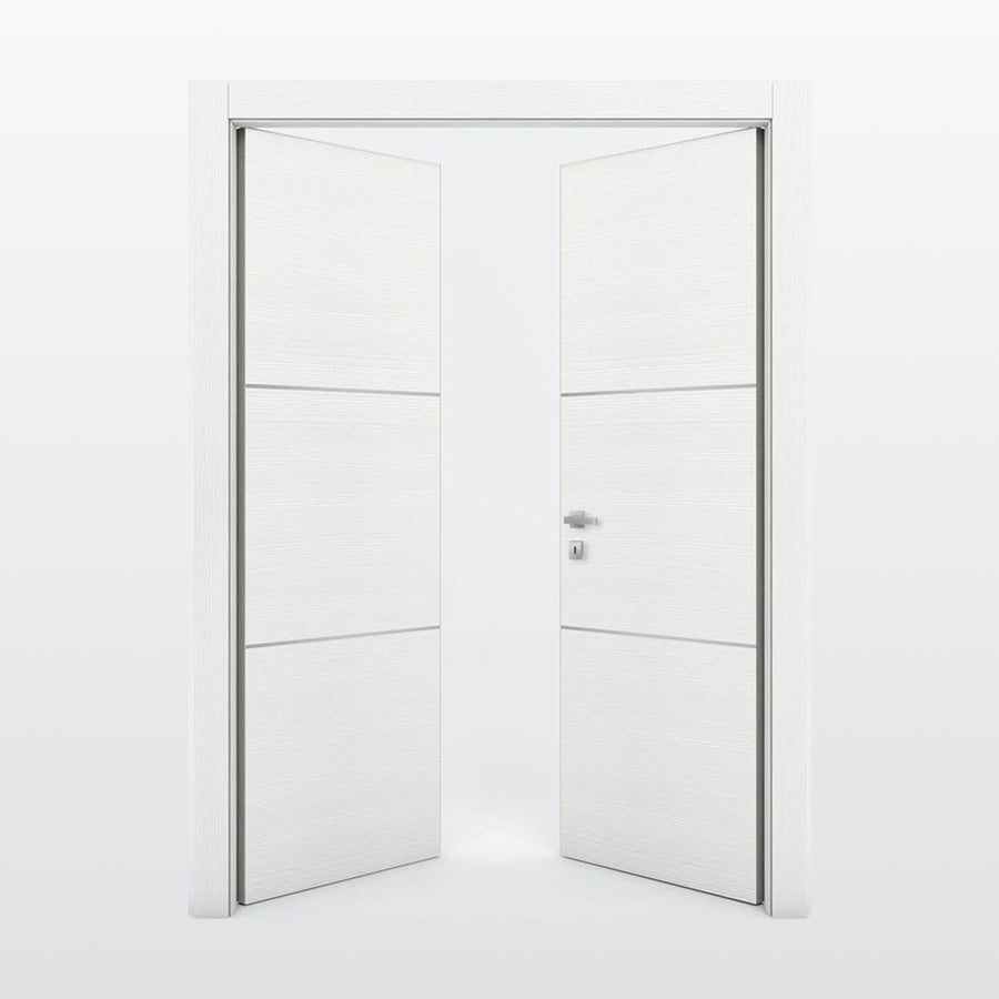Nova 2H Braga Bianco Matrix CPL Modern Double Pre-Hung Door - Doors and Beyond