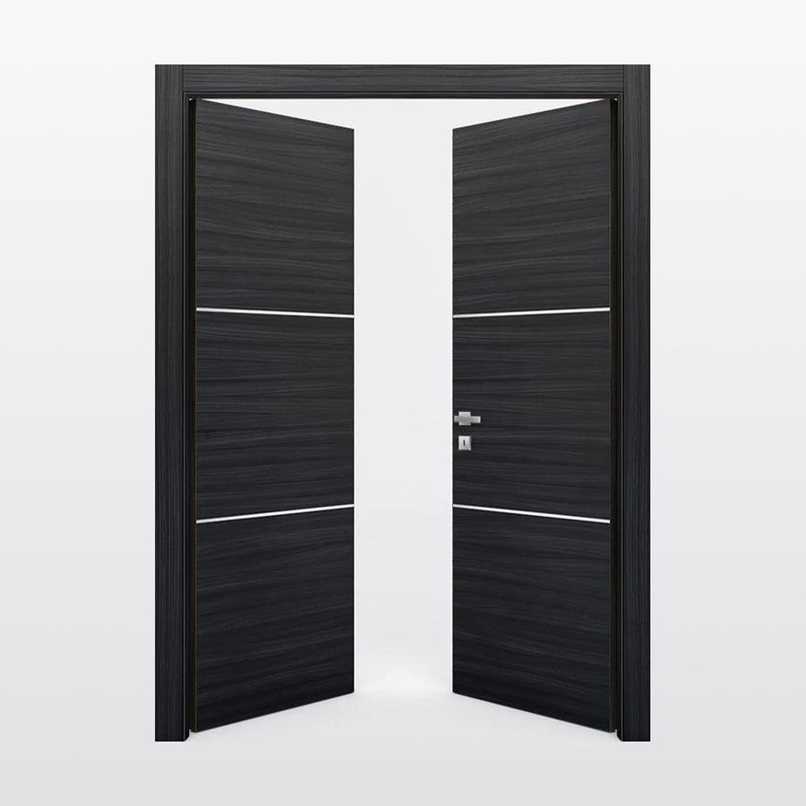 Nova 2H Braga Blu  Matrix CPL  Modern Double Pre-Hung Door - Doors and Beyond