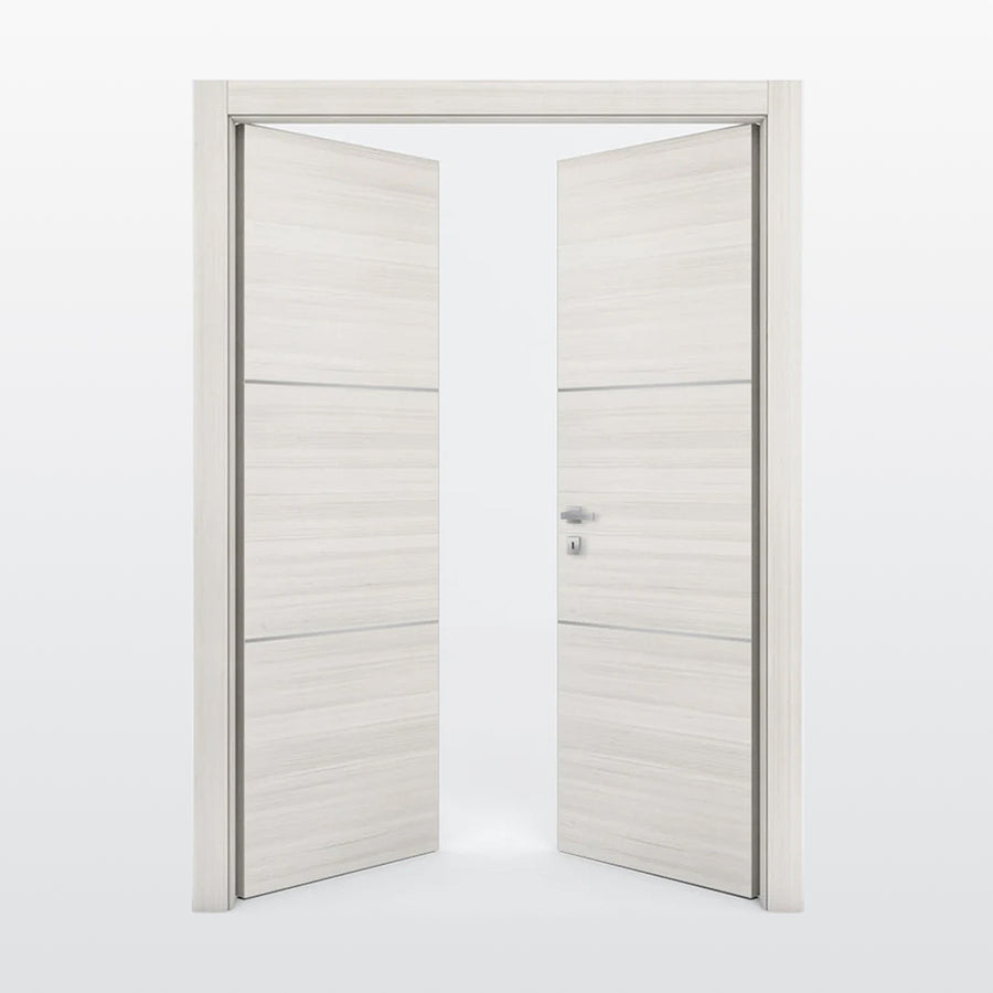 Nova 2H Braga Crema Matrix CPL  Modern Double Pre-Hung Door - Doors and Beyond