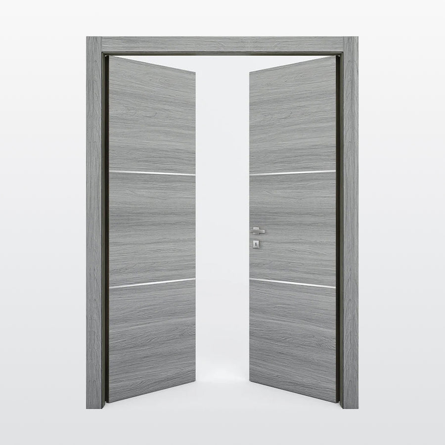 Nova 2H Braga Olmo Matrix CPL  Modern Double Pre-Hung Door - Doors and Beyond