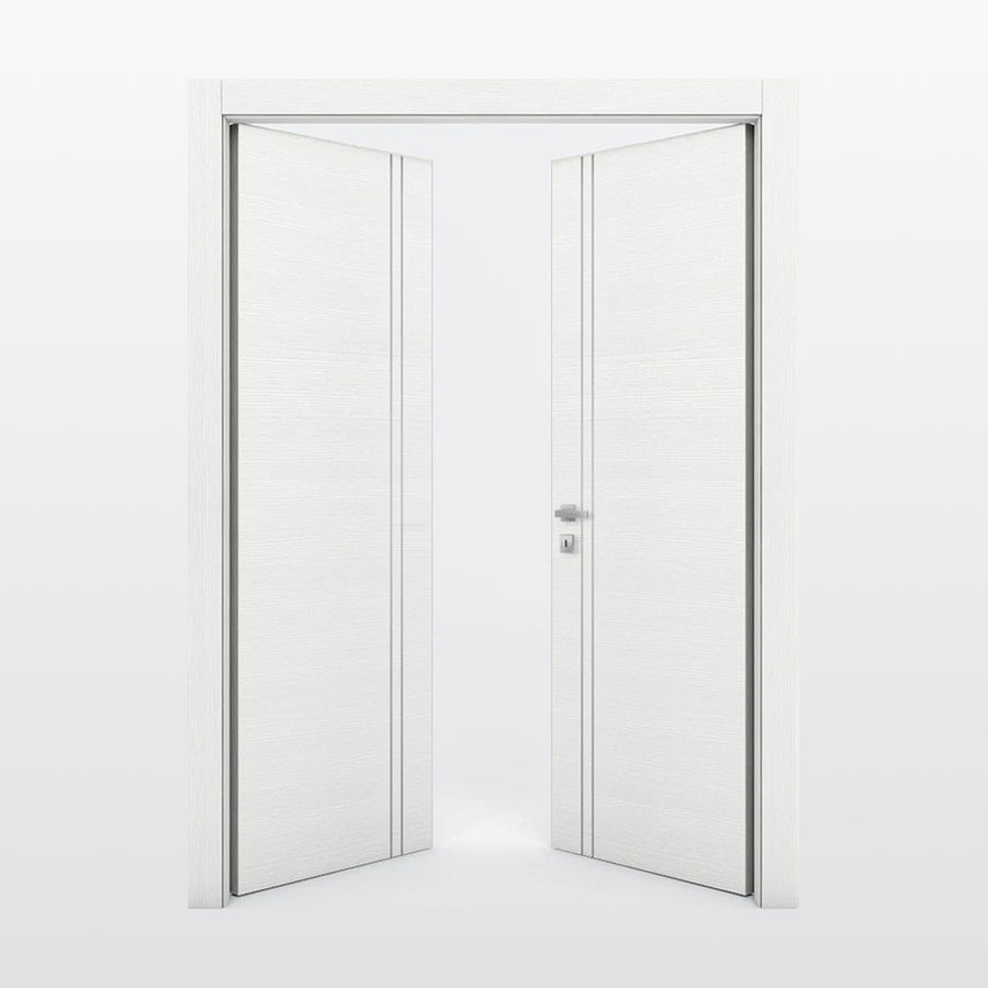 Nova 2V  Braga Bianco Matrix CPL Modern Double Pre-Hung Door - Doors and Beyond