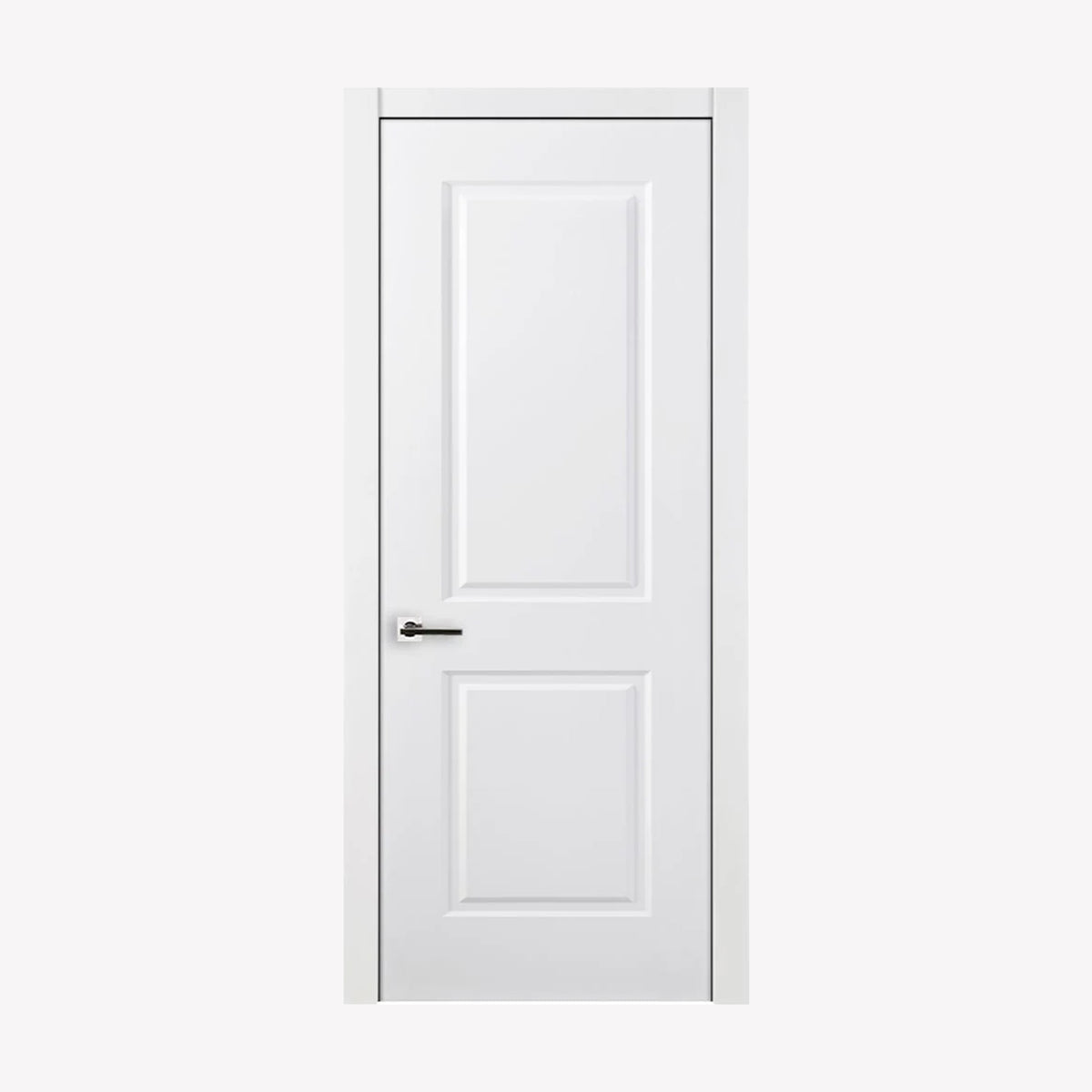 Nova 2 Panel Soft White Laminated Modern Pre-Hung Door - Doors and Beyond
