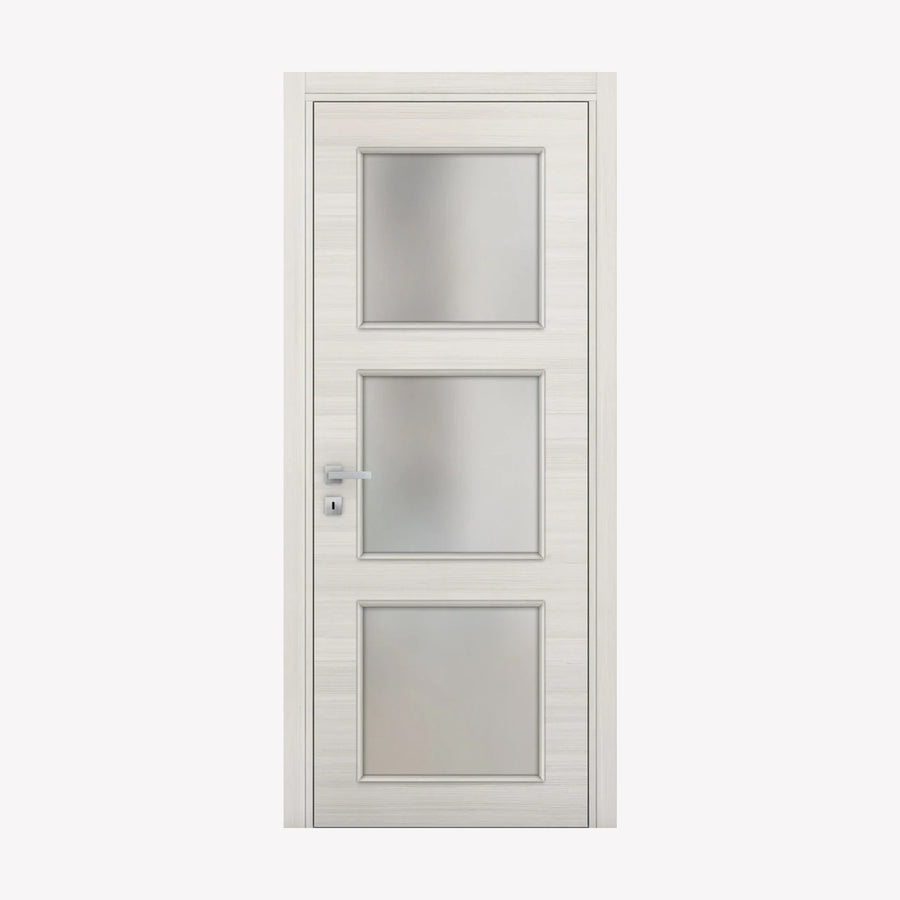 Nova 3-Lite Braga Crema Matrix CPL Modern Single Pre-hung Door - Doors and Beyond