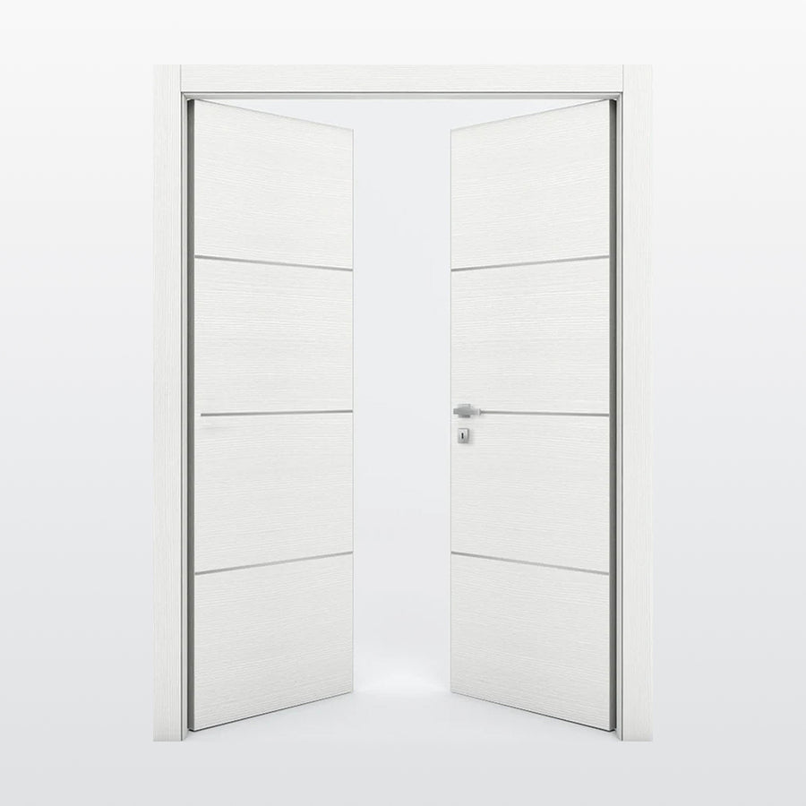 Nova 3H Braga Bianco Matrix CPL Modern Double Pre-Hung Door - Doors and Beyond