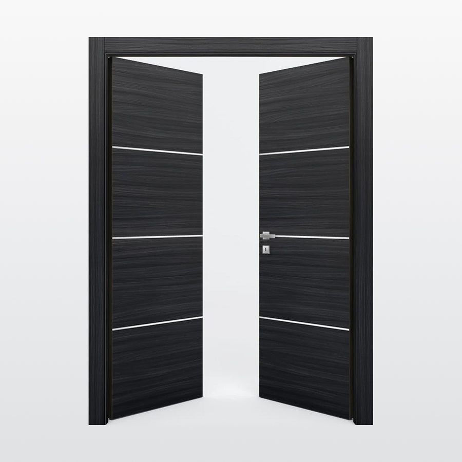 Nova 3H Braga Blu  Matrix CPL  Modern Double Pre-Hung Door - Doors and Beyond