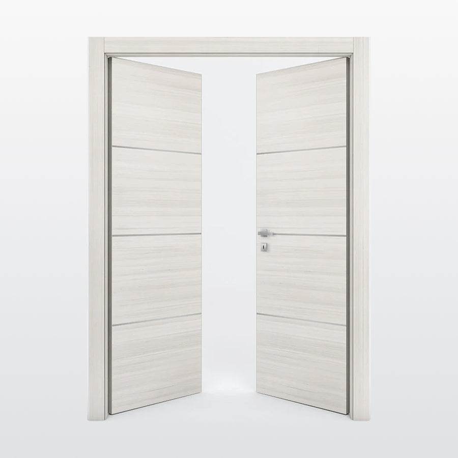 Nova 3H Braga Crema Matrix CPL  Modern Double Pre-Hung Door - Doors and Beyond