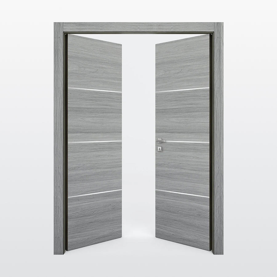 Nova 3H Braga Olmo Matrix CPL  Modern Double Pre-Hung Door - Doors and Beyond