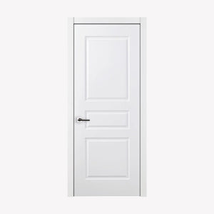 Nova 3 Panel Soft White Laminated Modern Pre-Hung Door - Doors and Beyond