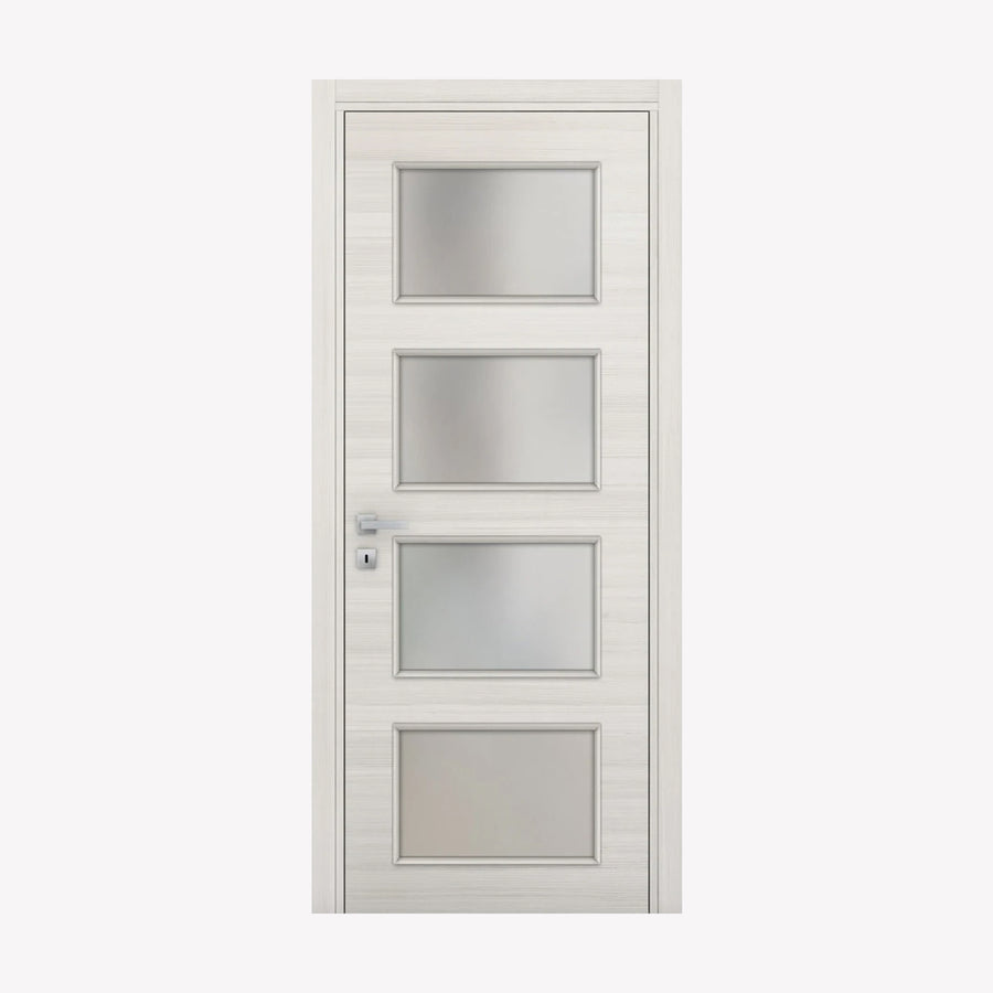Nova 4-Lite Braga Crema Matrix CPL Modern Single Pre-hung Door - Doors and Beyond