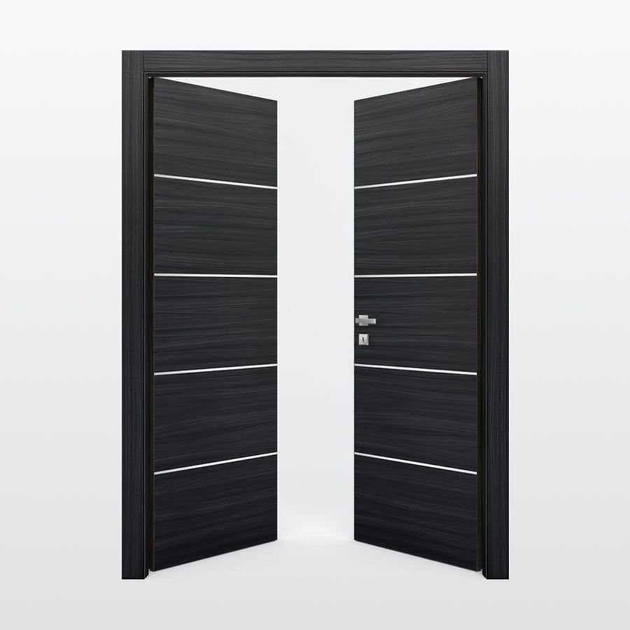Nova 4H Braga Blu  Matrix CPL  Modern Double Pre-Hung Door - Doors and Beyond