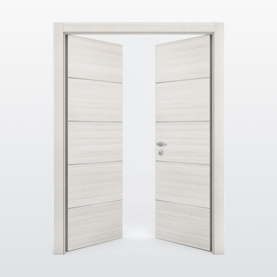 Nova 4H Braga Crema Matrix CPL  Modern Double Pre-Hung Door - Doors and Beyond