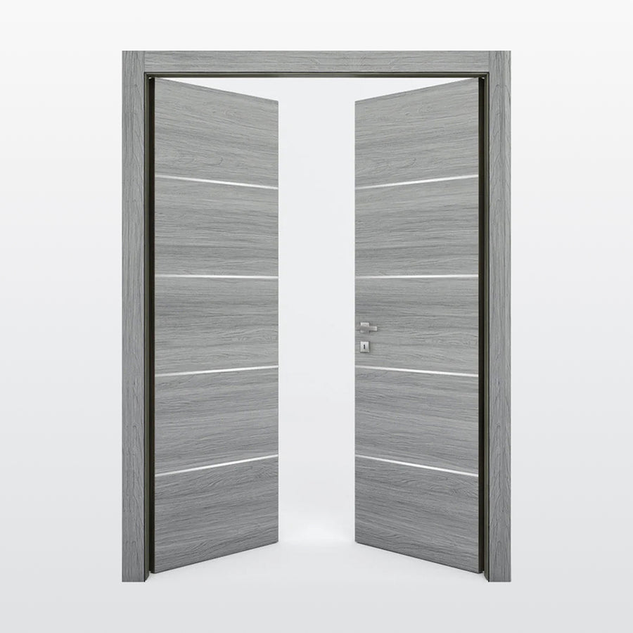 Nova 4H Braga Olmo Matrix CPL  Modern Double Pre-Hung Door - Doors and Beyond