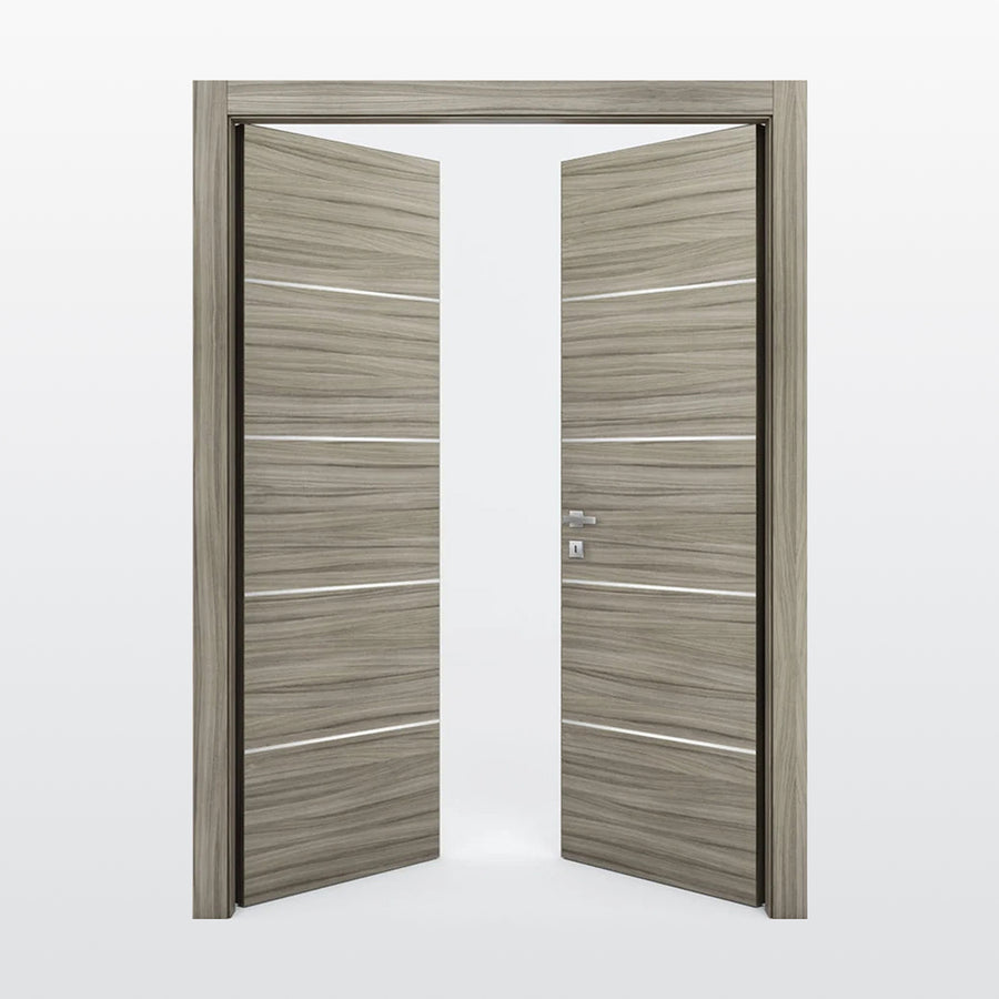 Nova 4H Braga Palissandro  Matrix CPL  Modern Double Pre-Hung Door - Doors and Beyond