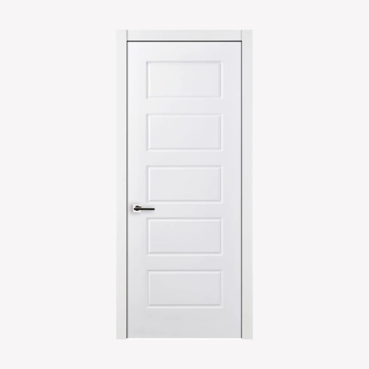 Nova 5 Panel Soft White Laminated Modern Pre-Hung Door - Doors and Beyond