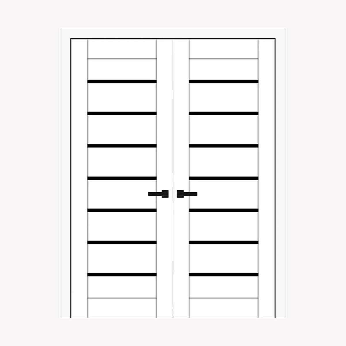 Nova Domino 01 Soft White Laminated Modern Double Pre-hung Door - Doors and Beyond