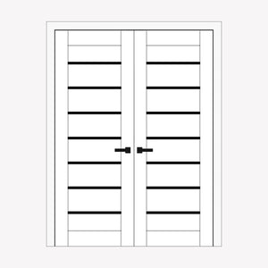 Nova Domino 01 Soft White Laminated Modern Double Pre-hung Door - Doors and Beyond
