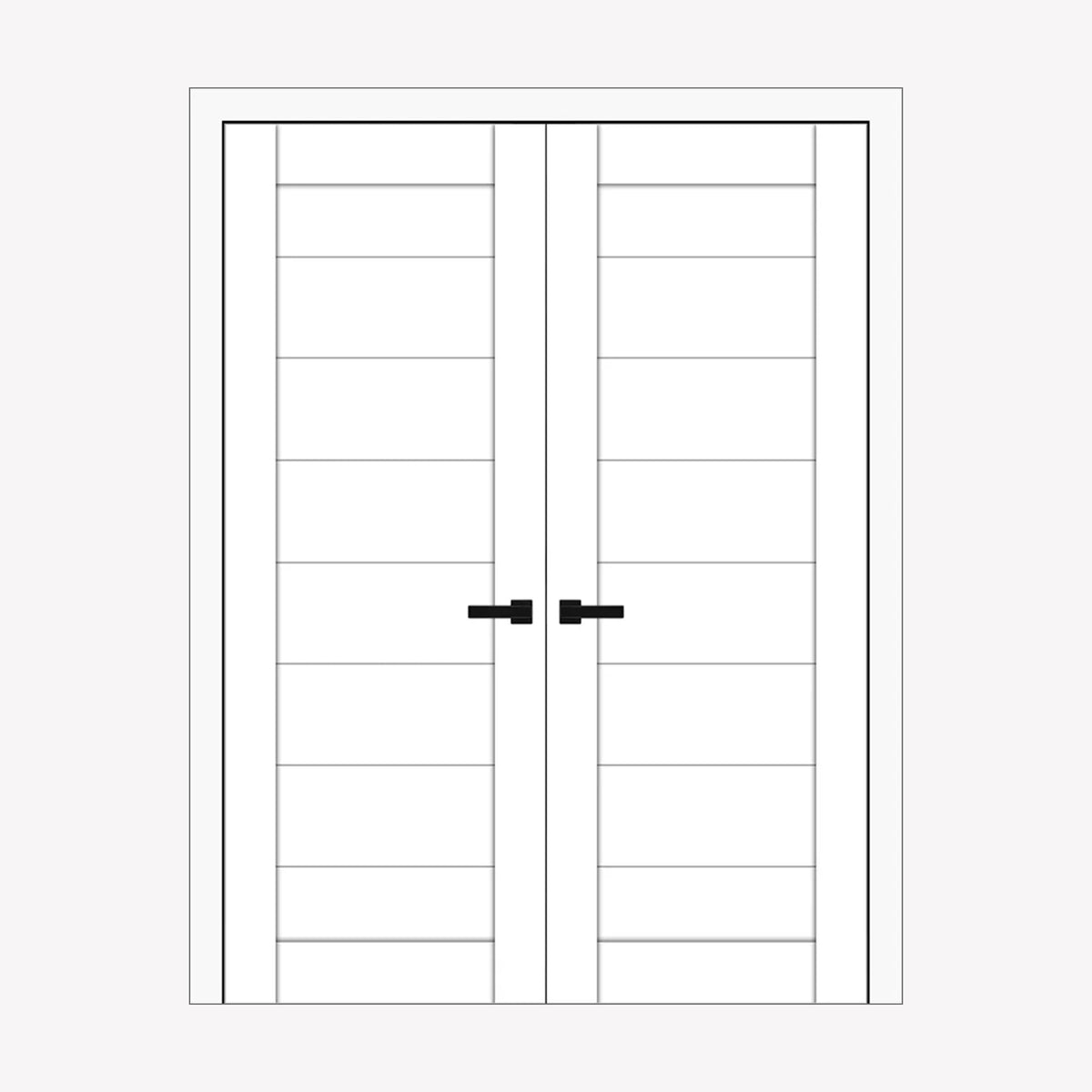 Nova Domino 02 Soft White Laminated Modern Double Pre-hung Door - Doors and Beyond