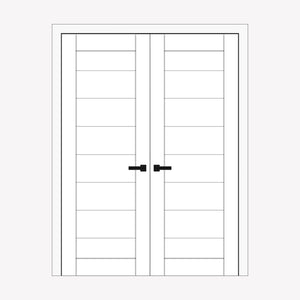 Nova Domino 02 Soft White Laminated Modern Double Pre-hung Door - Doors and Beyond