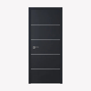 Nova Glam Pro 010 Soft Black Laminated Modern Pre-Hung Door - Doors and Beyond