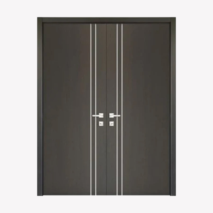 Nova HG002 Japan Oak Laminated Modern Double Pre-Hung Door - Doors and Beyond
