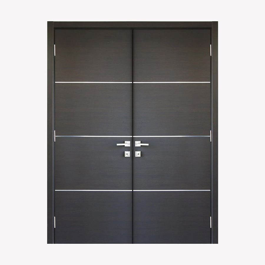 Nova HG008 Japan Oak Laminated Modern Double Pre-Hung Door - Doors and Beyond