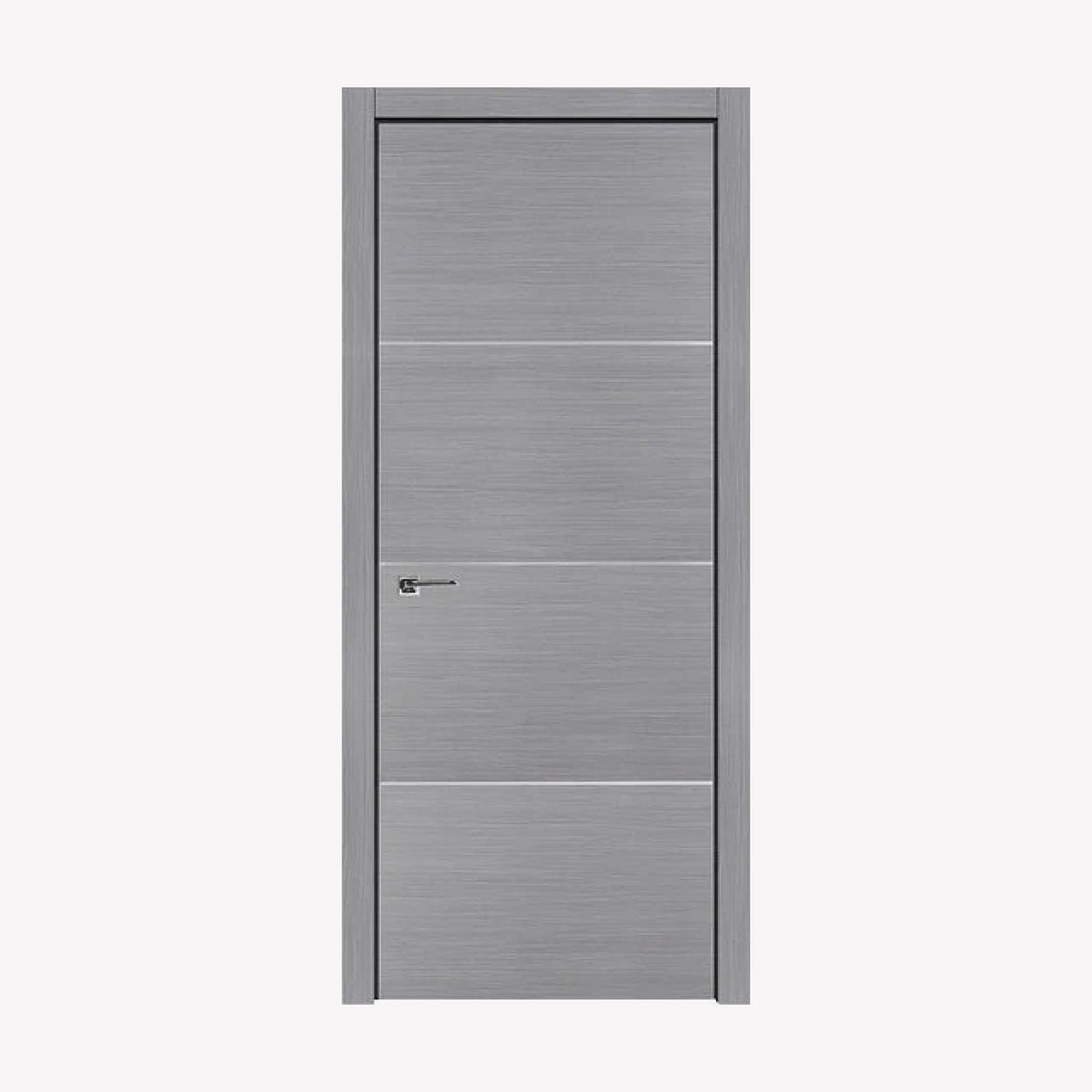 Nova HG008 Silver Wood Laminated Modern Single Pre-Hung Door - Doors and Beyond