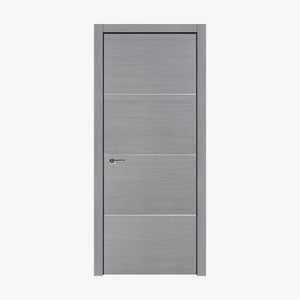 Nova HG008 Silver Wood Laminated Modern Single Pre-Hung Door - Doors and Beyond
