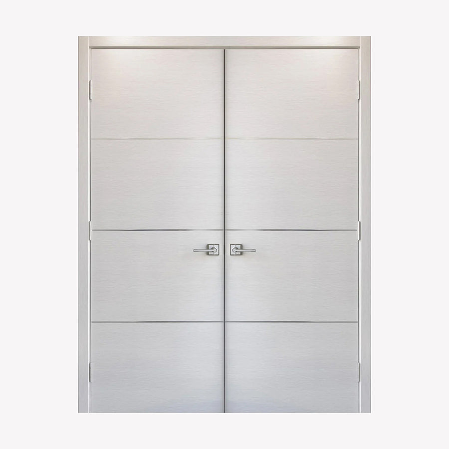 Nova HG008 White Wenge Laminated Modern Double Pre-Hung Door - Doors and Beyond