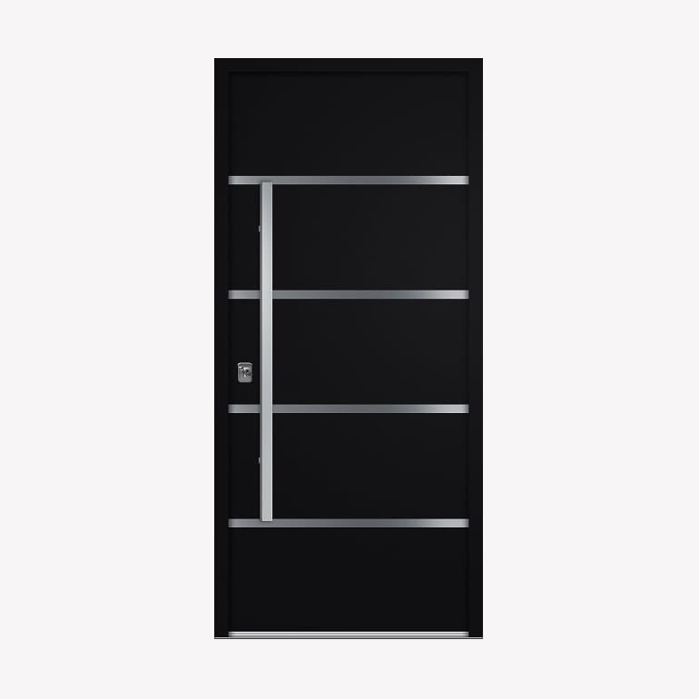 Nova Inox S3 Modern Exterior Single Door 36x80 - Black - Doors and Beyond