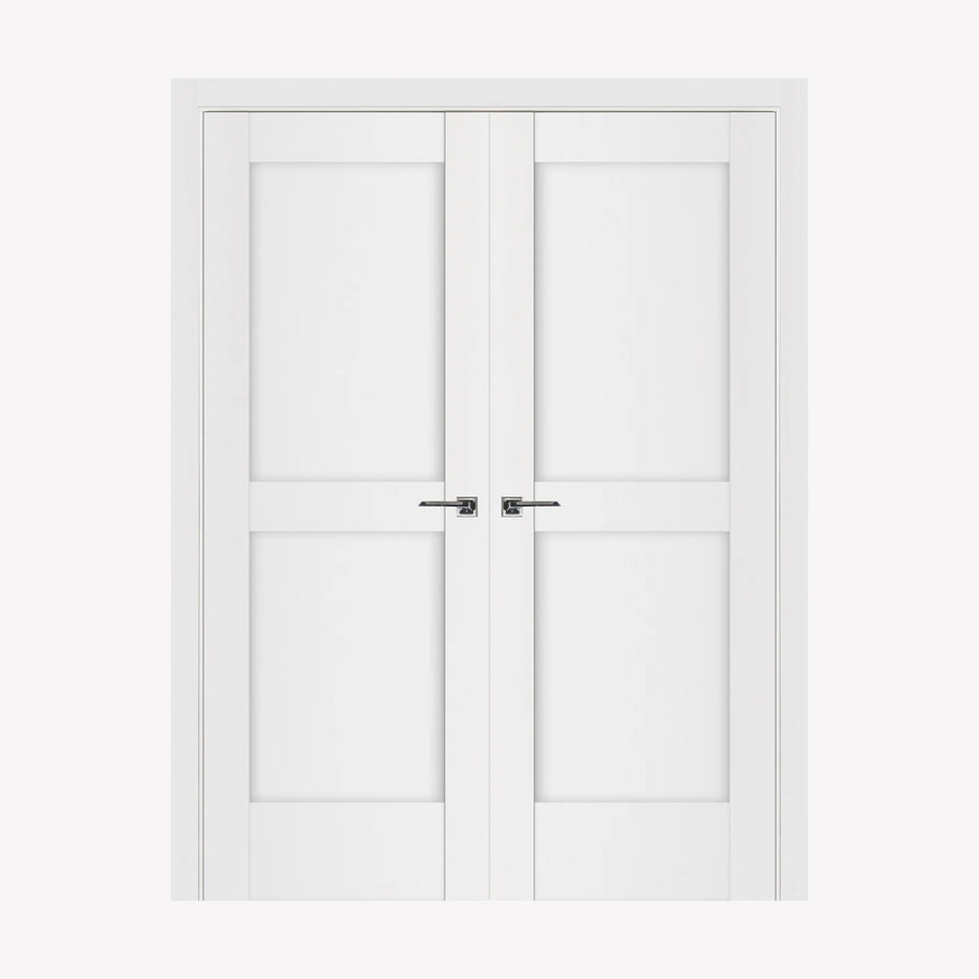 Nova Stile 024 Soft White Laminated Modern Double Pre-Hung Door - Doors and Beyond