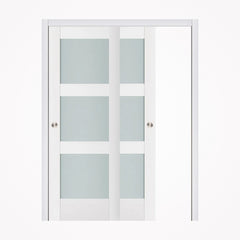 Nova Triplex 058 Soft White Laminated Modern Bypass Door - Doors and Beyond