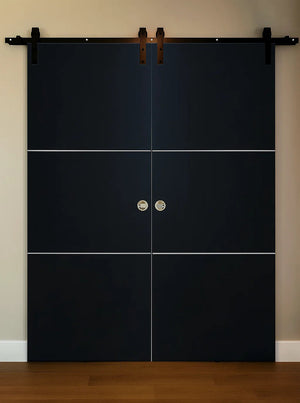 Nova Glam Pro 006 Soft Black Laminated Modern Double Barn Door - Doors and Beyond