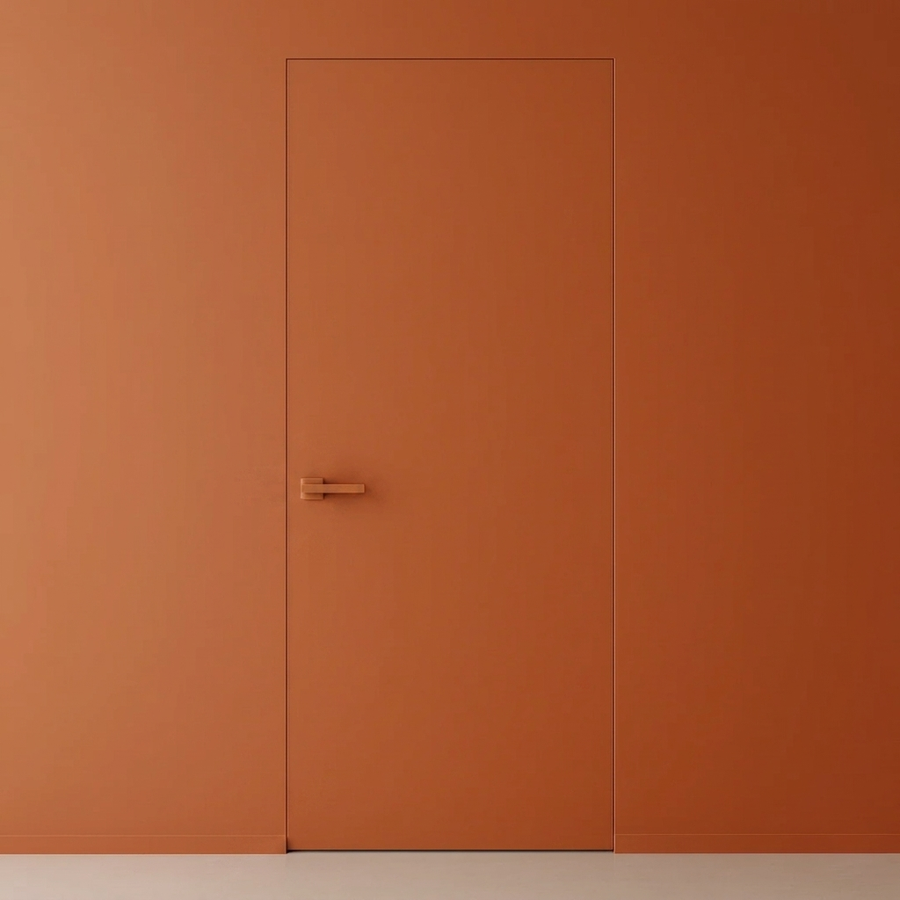 Primed Solid Frameless Door Example For Painting Orange - Doors and Beyond