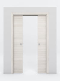 Nova Flush Braga Crema Matrix Laminated Modern Double Pocket Door - Doors and Beyond