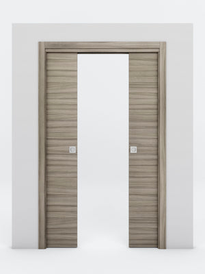 Nova Flush Braga Palissandro Matrix Laminated Modern Double Pocket Door - Doors and Beyond
