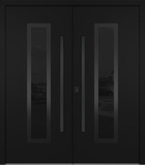 Nova Inox S1 Modern Exterior Double Door 72x80 - Unit 74x81 1/2 Black Stainless Steel - Black - Doors and Beyond