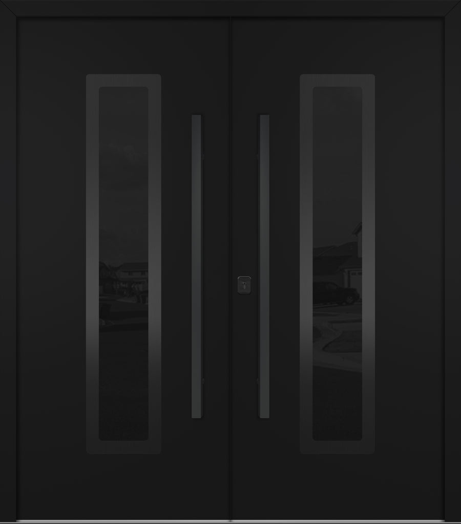 Nova Inox S1 Modern Exterior Double Door 72x80 - Unit 74x81 1/2 Black Stainless Steel - Black - Doors and Beyond