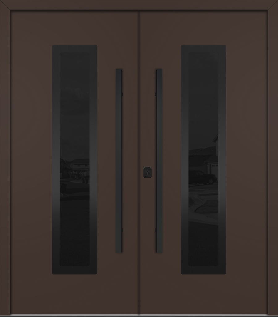 Nova Inox S1 Modern Exterior Double Door 72x80 - Unit 74x81 1/2 Black Stainless Steel - Brown - Doors and Beyond