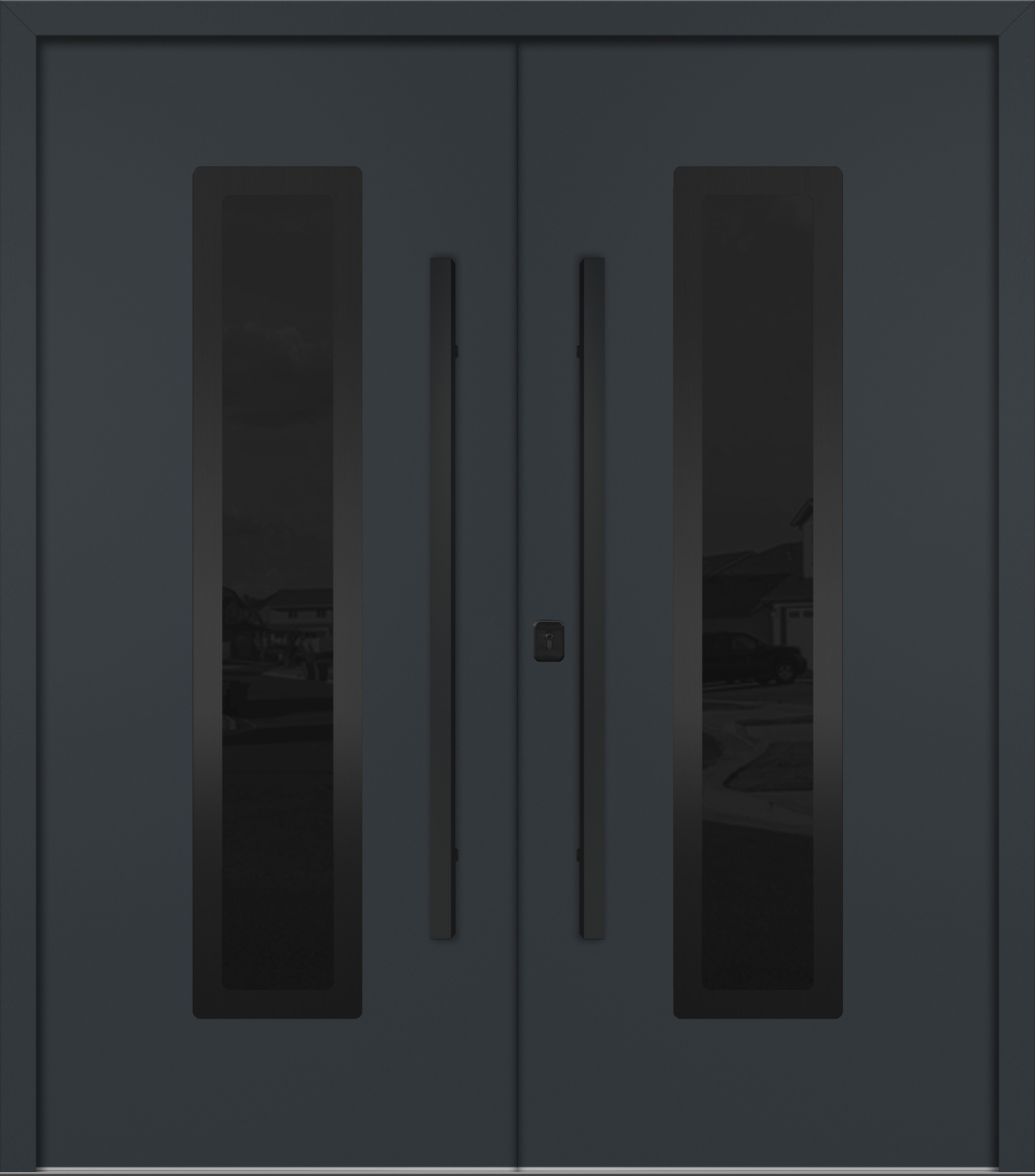 Nova Inox S1 Modern Exterior Double Door 72x80 - Unit 74x81 1/2 Black Stainless Steel - Gray