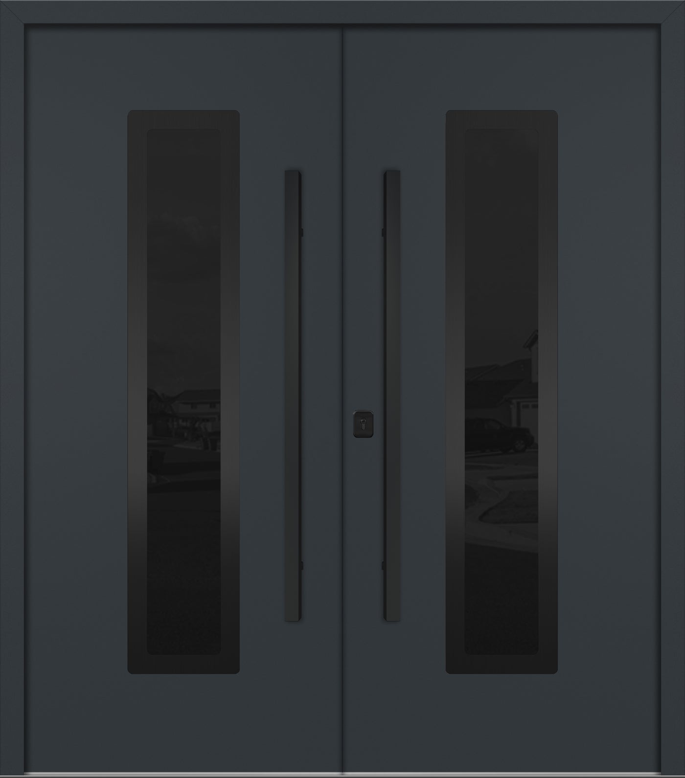Nova Inox S1 Modern Exterior Double Door 72x80 - Unit 74x81 1/2 Black Stainless Steel - Gray - Doors and Beyond