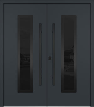 Nova Inox S1 Modern Exterior Double Door 72x80 - Unit 74x81 1/2 Black Stainless Steel - Gray - Doors and Beyond