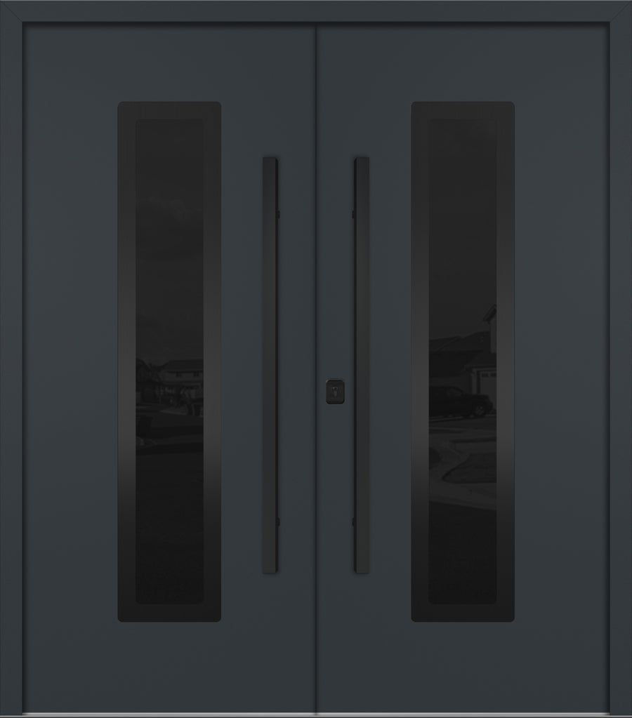 Nova Inox S1 Modern Exterior Double Door 72x80 - Unit 74x81 1/2 Black Stainless Steel - Gray - Doors and Beyond