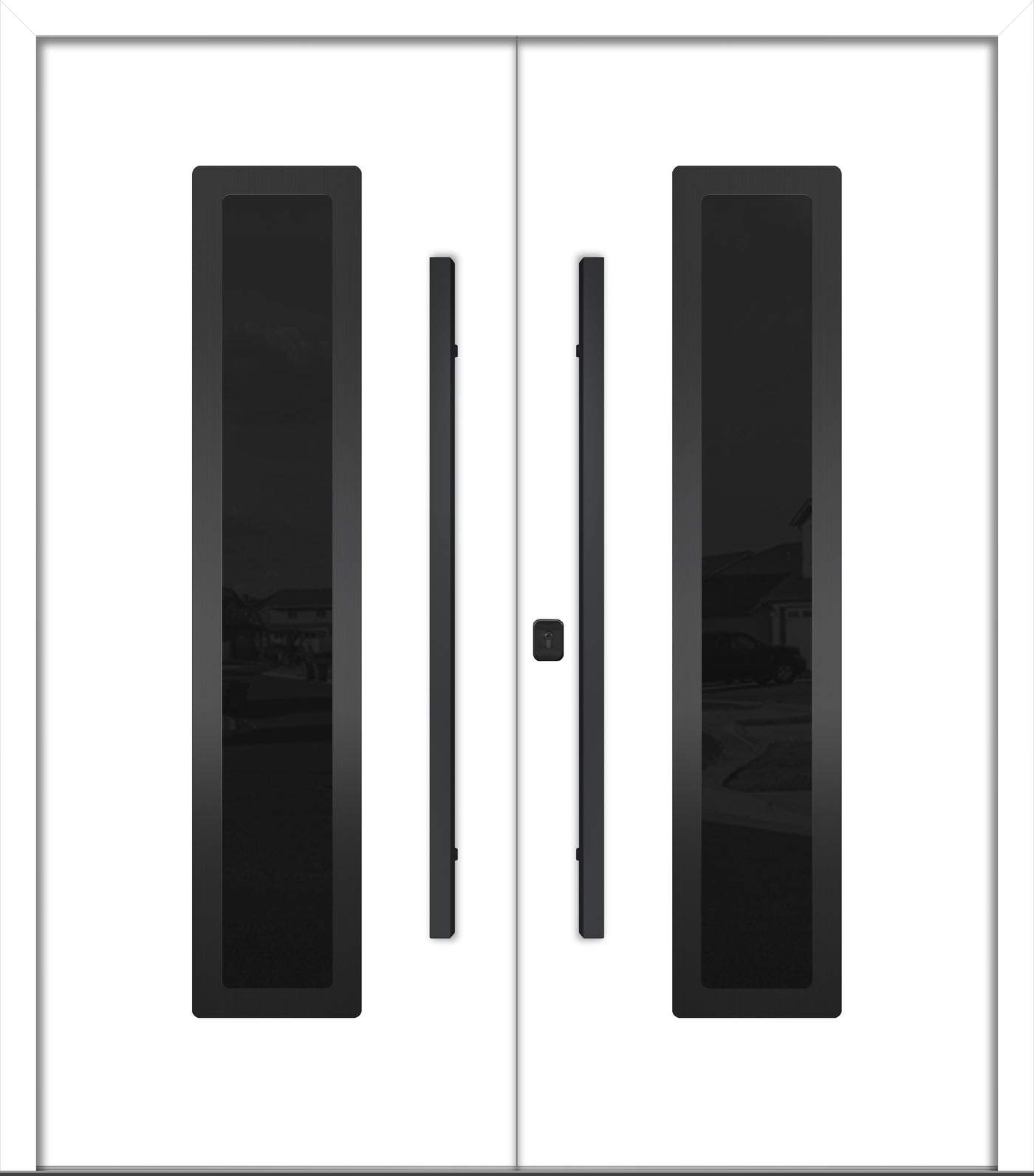 Nova Inox S1 Modern Exterior Double Door 72x80 - Unit 74x81 1/2 Black Stainless Steel - White - Doors and Beyond