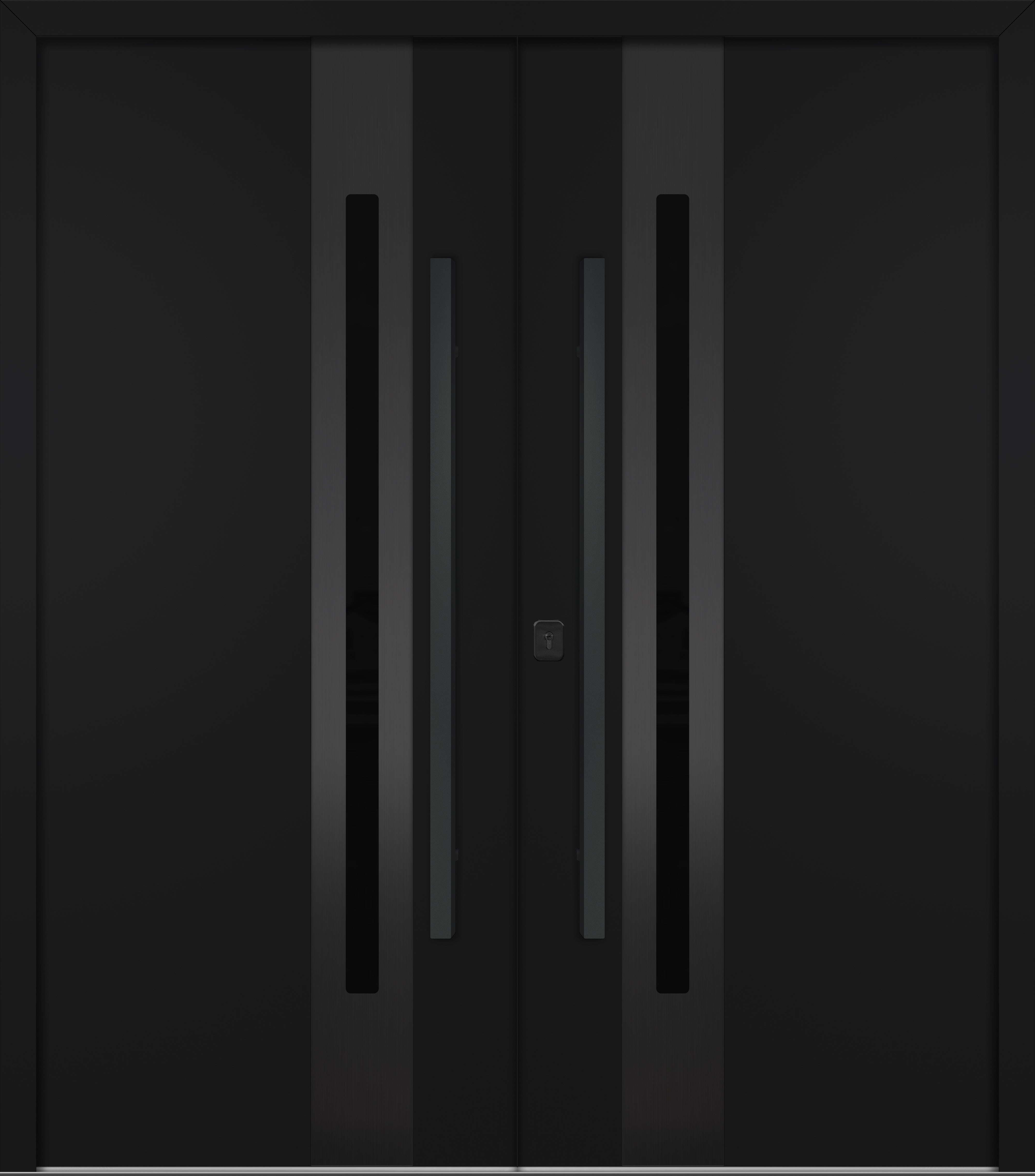 Nova Inox S2 Modern Exterior Double Door 72x80 - Unit 74x81 1/2 Black Stainless Steel - Black