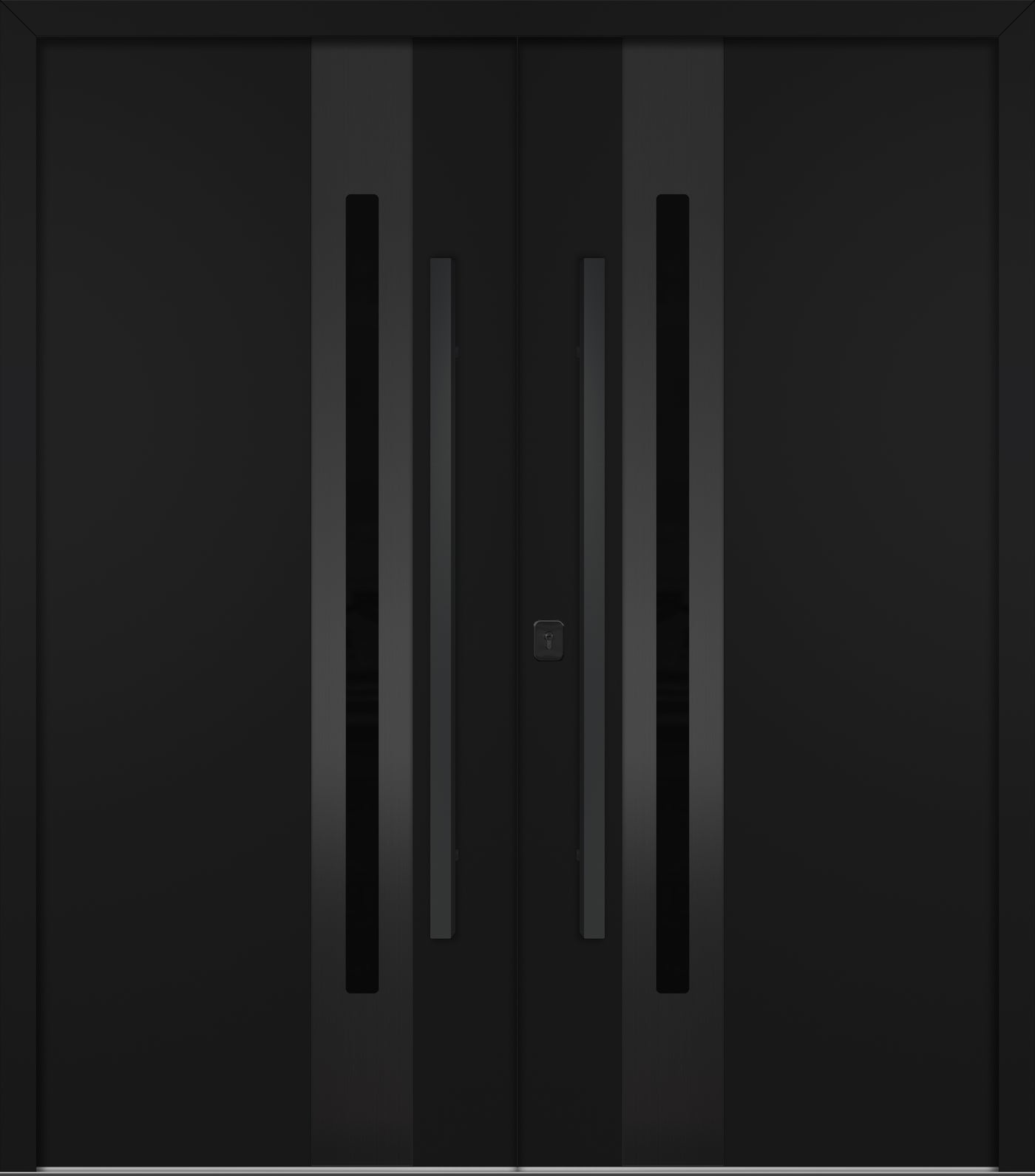 Nova Inox S2 Modern Exterior Double Door 72x80 - Unit 74x81 1/2 Black Stainless Steel - Black - Doors and Beyond