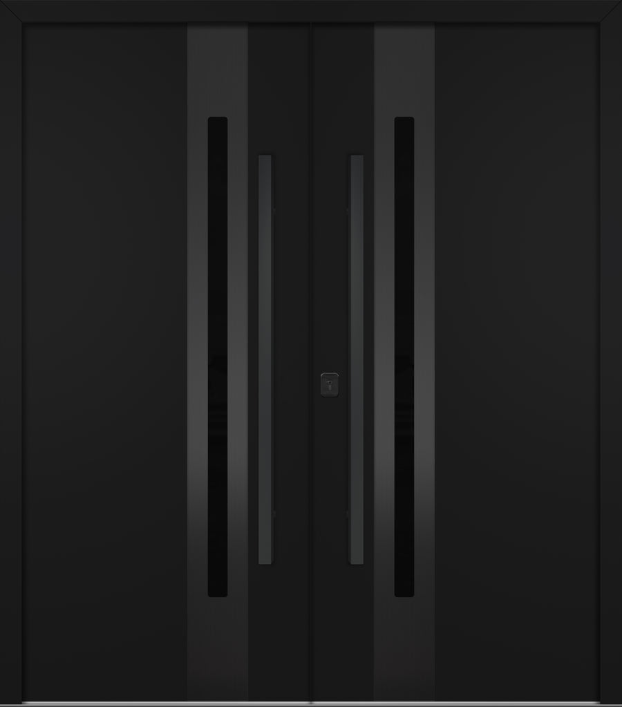 Nova Inox S2 Modern Exterior Double Door 72x80 - Unit 74x81 1/2 Black Stainless Steel - Black - Doors and Beyond