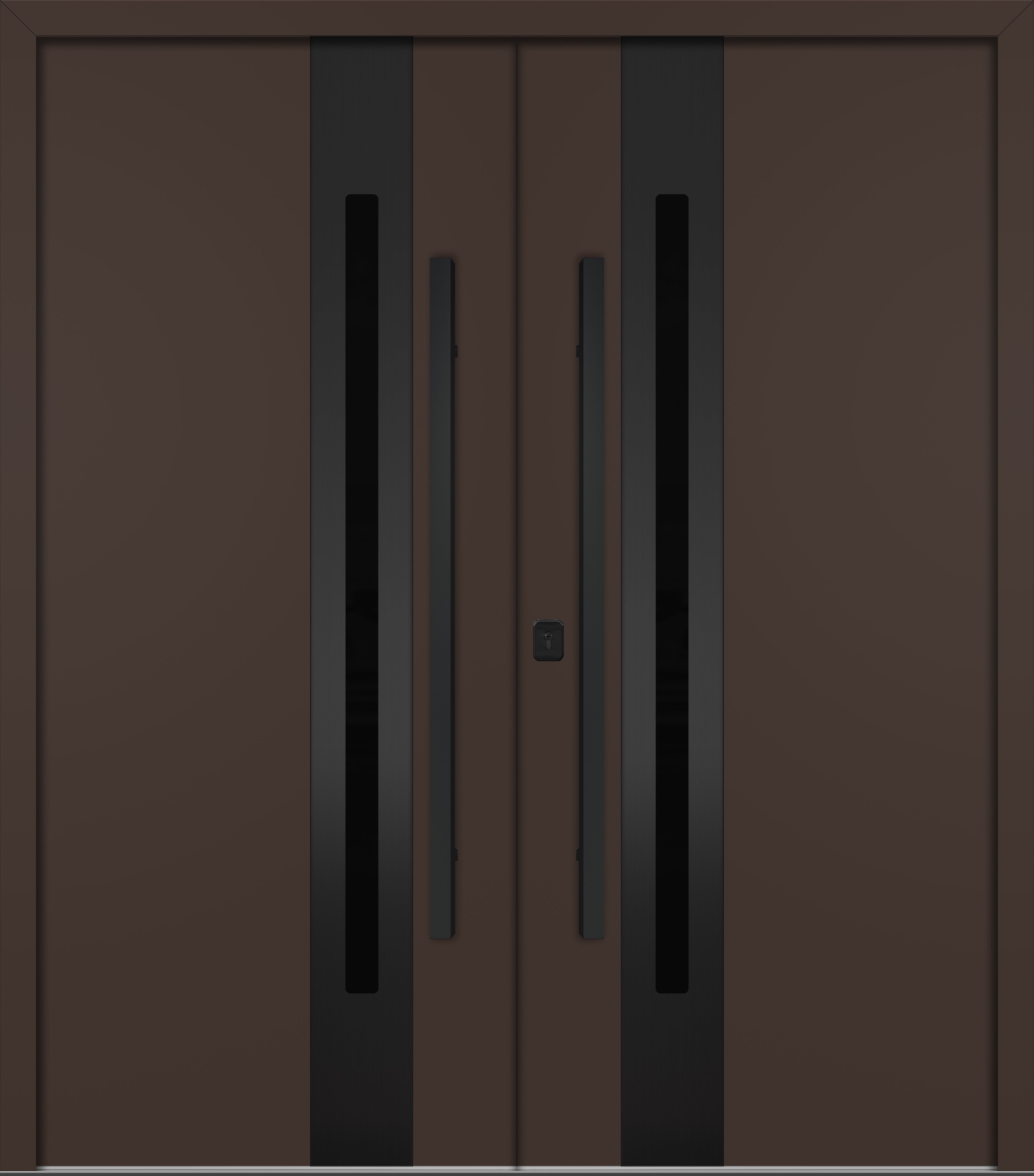 Nova Inox S2 Modern Exterior Double Door 72x80 - Unit 74x81 1/2 Black Stainless Steel - Brown