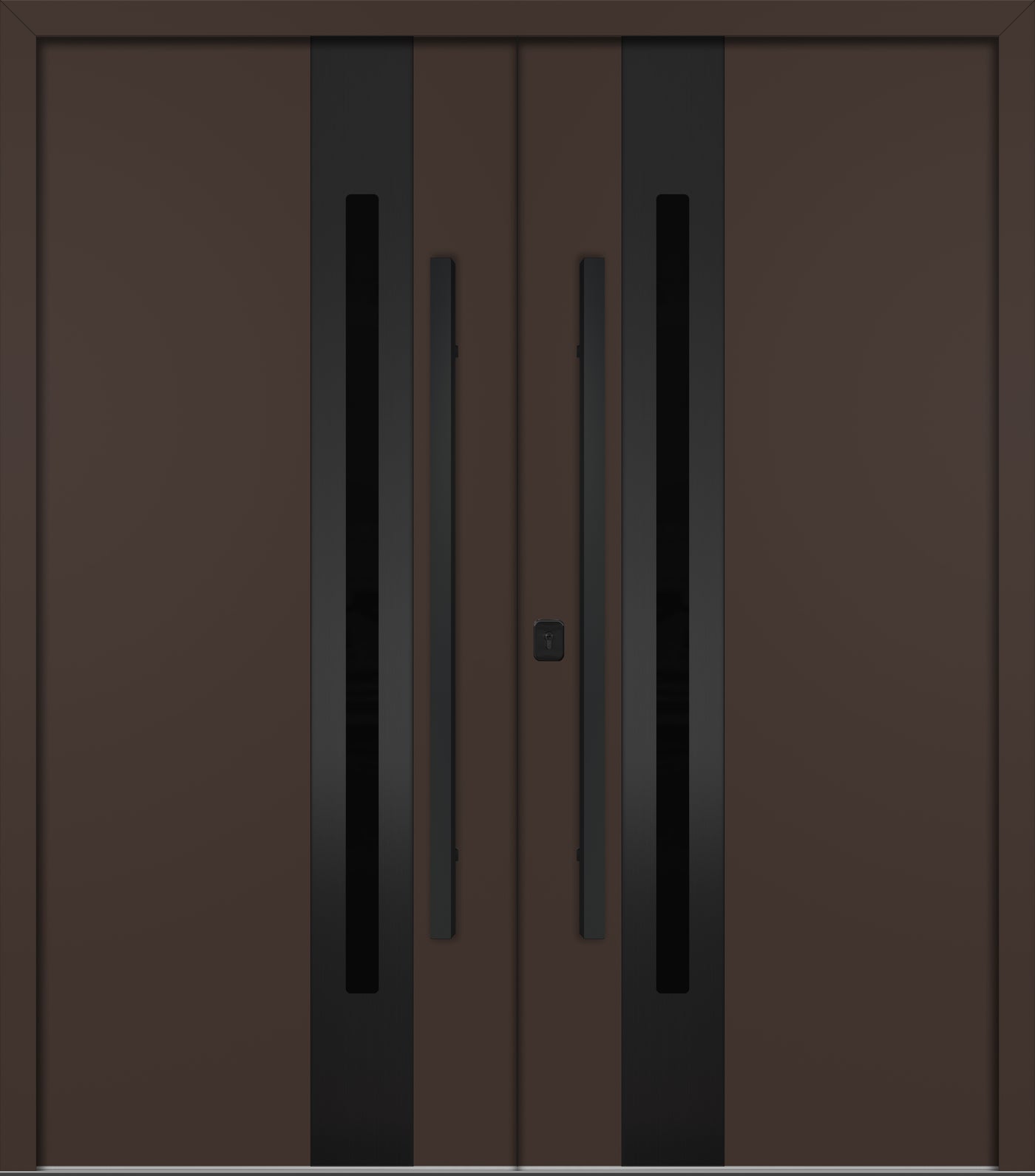 Nova Inox S2 Modern Exterior Double Door 72x80 - Unit 74x81 1/2 Black Stainless Steel - Brown - Doors and Beyond