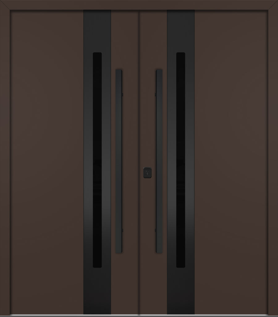 Nova Inox S2 Modern Exterior Double Door 72x80 - Unit 74x81 1/2 Black Stainless Steel - Brown - Doors and Beyond