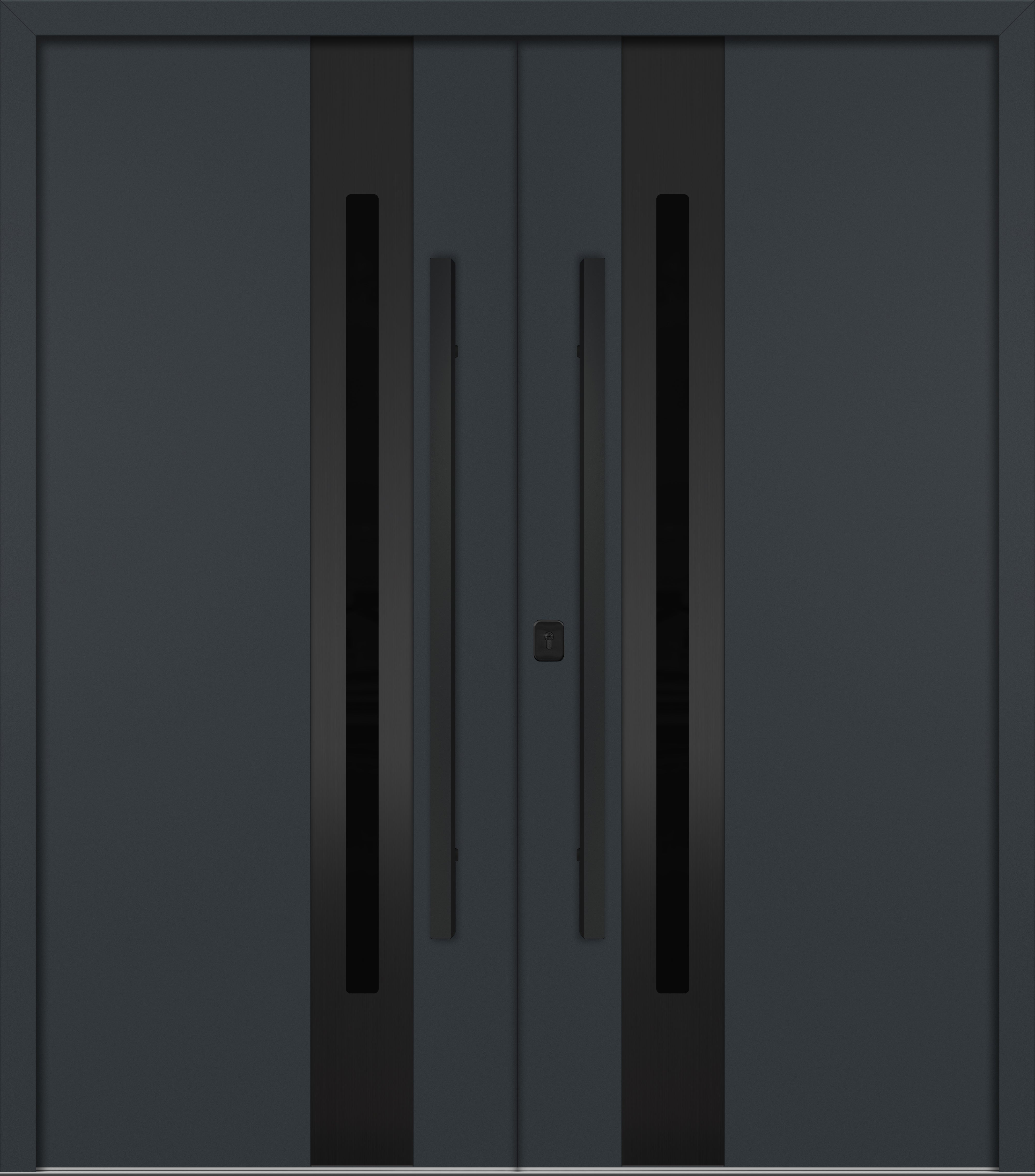 Nova Inox S2 Modern Exterior Double Door 72x80 - Unit 74x81 1/2 Black Stainless Steel - Gray